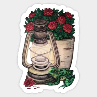 Frog and Roses Sticker